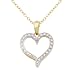 18k Yellow Gold Plated Sterling Silver and Diamond Accent Open Heart Pendant, 18"