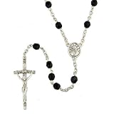 Pope John Paul II Commemorative Silver Tone & Jet Rosary