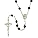 Pope John Paul II Commemorative Silver Tone & Jet Rosary