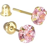 Solid 14KT Yellow Gold .47 Carat Cubic Zirconia OCTOBER Birthstone Earrings
