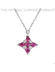 0.72ct. Natural Pink Sapphire Pendant with burnished set diamonds 0.04ct. total and antique clasp.