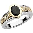 14K Two-Tone Gold Onyx and Diamond Ring
