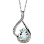 14k White Gold 18 in. Chain & 3/4 in. (20mm) tall Swirl Pendant, w/ 0.07 Carat Brilliant Cut Diamonds & 0.85 Carat Oval Cut 7x5mm Aquamarine Stone
