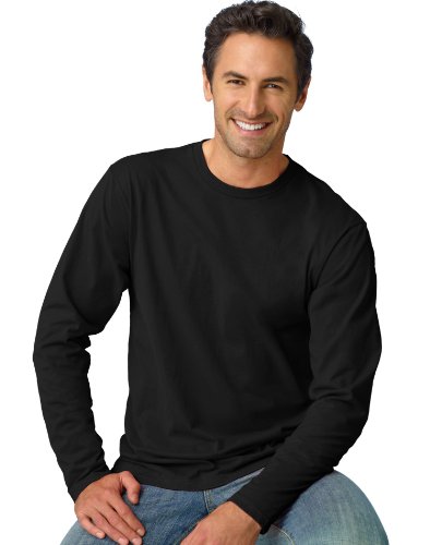 Hanes Men's Nano-T Long Sleeve T-Shirt Large Black