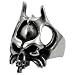 Black Stainless Steel Biker Ring with Gothic Skull Design