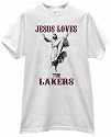 JESUS CHRIST LOVES HEARTS THE LAKERS BASKETBALL PRIDE FAN WHITE T SHIRT jersey