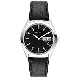 Seiko Men's Black Leather Strap Watch #SGFA03