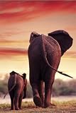 Mom and Baby Elephant - 24x36 - ART PRINT / POSTER