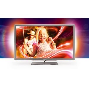 Philips 32PFL7406K/02 81 cm (32 Zoll) Ambilight LED-Backlight-Fernseher (Full-HD, 400 Hz PMR, DVB-T/-C/-S2, Smart TV) silbergrau