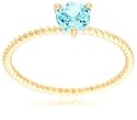 10k Yellow Gold 5mm Blue Topaz Rope Design Solitaire Ring