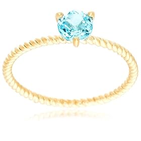 10k Yellow Gold 5mm Blue Topaz Rope Design Solitaire Ring by Amazon.com Collection