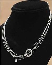 J-Steel by Fyn Studios (TM) Stainless-Steel Wire Necklace with Pendant & Diamonova (TM) 843332000986