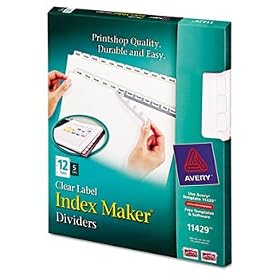 Index Maker Clear Label Dividers, 12-Tab, Letter, White, 5 Sets/Pack