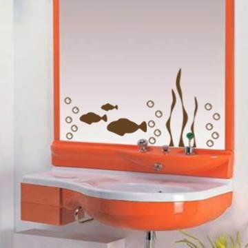 Brown Aquarium Fish Mirror or Wall Decal