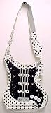 White / Black Polka Dot Guitar Shaped Purse Sling Bag
