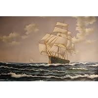 24X36 inch Seascape Art Oil Painting Atlantic Sailing Boat