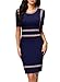 Miusol Women's Business Optical Illusion Work Bodycon Pencil Dress (Medium, A-Navy Blue)