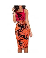 Tropical Print Halter Spring Summer Nylon/Rayon/Spandex Fitted Bandage Dress/Bodycon Dress/Party Dress 