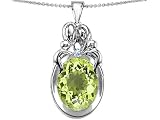 Original Star K(tm) Large Loving Mother Twin Family Pendant With Oval Simulated Peridot 11x9mm in .925 Sterling Silver