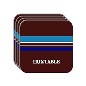 Personal Name Gift - "HUXTABLE" Set of 4 Mini-Mousepad Coasters (blue design)