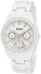 XOXO Women's XO114 Rhinestone Accent White Enamel Bracelet Watch