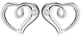 WHITE ICE Sterling Silver DE096 Womens Diamond Heart Earrings
