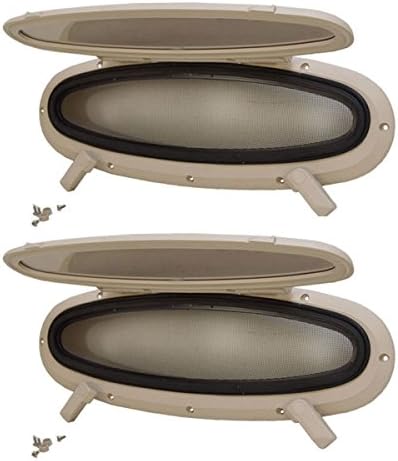 Jim Black 593-315-03-02-02-1.750 Beige 3 x 15 Opening Bronze Tint Boat Portlight / Window w/ Screen (Pair)