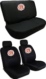 Front Low Back Seat Covers and Bench Seat Cover Set - Fire Fighter Firefighters Maltese Cross Fire Department Custom Embroidered Logo