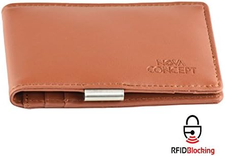 RFID Slim Wallet, Minimalist Front Pocket Card Holder Wallet &amp; Card Case (Brown)