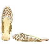 Beaded & Sequin Indian Leather Slippers for Women Handcrafted Casual Footwear N (wss053)