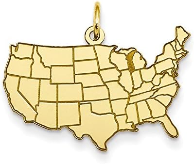 14k United States Map Charm