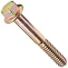 Grade 8 Yellow Zinc Plated Steel Flange Screw, Hex Drive, 1/4" - 20, 3" Length, Partially Threaded (Pack of 25)