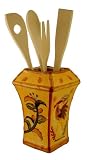 KITCHEN UTENSIL HOLDER BAMBOO ROOSTER SUNFLOWER