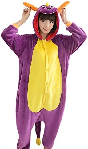 Women's Dinosaur Funny One Piece Onesie Hoodie Pajama Cosplay Costumes Purple