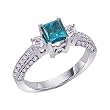 14K White Gold 1/2 ct. Diamond Engagement Ring with Blue Center Diamond