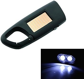 YX Solar Powered Carabiner Style 2-LED Flashlight - Black