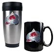Colorado Avalanche NHL Stainless Steel Travel Tumbler & Black Ceramic Mug Set - Primary Logo by Great American Products