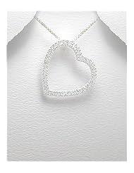 Heart CZ Pendant Necklace In 92.5 Sterling Silver