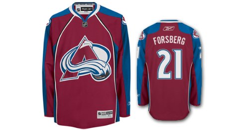 FORSBERG #21 Colorado Avalanche RBK Premier NHL Hockey Jersey by Reebok (NHLPA Certified Custom Sewn Authentic Twill)