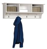Entryway Cubbie Shelf Coat Hanger in White Finish