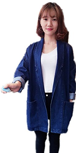 Youchan（ヨウチャン） レディース デニムコート ジャケット 七分袖 裾 ロング 薄手 羽織り カジュアル レジャー 春 秋