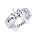 0.71ct Diamond (G-H, SI1) 14k White Gold Channel Set Princess Cut Engagement Semi Mount Ring Setting