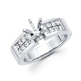 Search : 0.71ct Diamond (G-H, SI1) 14k White Gold Channel Set Princess Cut Engagement Semi Mount Ring Setting