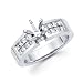 0.71ct Diamond (G-H, SI1) 14k White Gold Channel Set Princess Cut Engagement Semi Mount Ring Setting