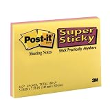 Post-it Super Sticky Notes--Assorted, 8 x 6 Inches, 45-Sheet Pad (4 Pack)