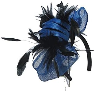 Handmade Bowknot Feathers Headband Fascinator Millinery Cocktail Hat (Royal)