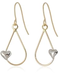 Duragold 14k Two-Tone Gold Teardrop with Heart Drop Earrings