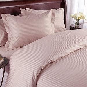 7 pc Blush Damask Stripe Twin XL Size Bed Sheet-Duvet Cover Sheet Set. 600 Thread 100% Egyptian Cotton