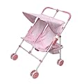 Double Side-By-Side Doll Umbrella Stroller - Pink/ White Gingham