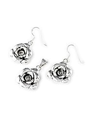 Matching Set - Sterling Silver Rose pendant & earrings